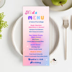 Editable Kids Birthday Menu, Baby shower Menu, Nursery Rainbow, Kids lunch communion Menu, Dinner Kids Party Menu Design, Printable Menu
