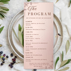 Rose Gold Menu Card and Program Template, Birthday Menu Pink, Wedding Menu Printable Dinner Food Menu Lunch, Editable Baby Shower Program