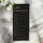 Birthday Party Program Template, Black Gold Event Program Schedule, Printable Lunch programme card, Digital Dinner Program, Instant Download