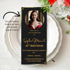 Birthday Party Program Template, Black Gold Event Program Schedule, Printable Lunch programme card, Digital Dinner Program, Instant Download