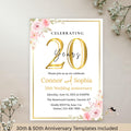 20th Anniversary Invitation, 20th Wedding Anniversary Party Invite, Digital Gold White Anniversary Card, Printable 20 years of us Template