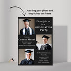 Men Graduation Announcement Invitation, Class of 2026 Senior Graduate Party with photo invite, Editable Male College Graduation Day Template