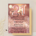 Rose Gold 21st Birthday Invitation girl, Pink Twenty One Birthday Party Template, Digital Printable Card Invite for her 21 Year Old Daughter