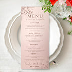 Rose Gold Menu Card and Program Template, Birthday Menu Pink, Wedding Menu Printable Dinner Food Menu Lunch, Editable Baby Shower Program