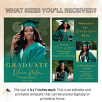 Digital Graduation Announcement Invitation Green Gold 2026 Senior Graduate Party with photo invite, Editable College Graduation Day Template