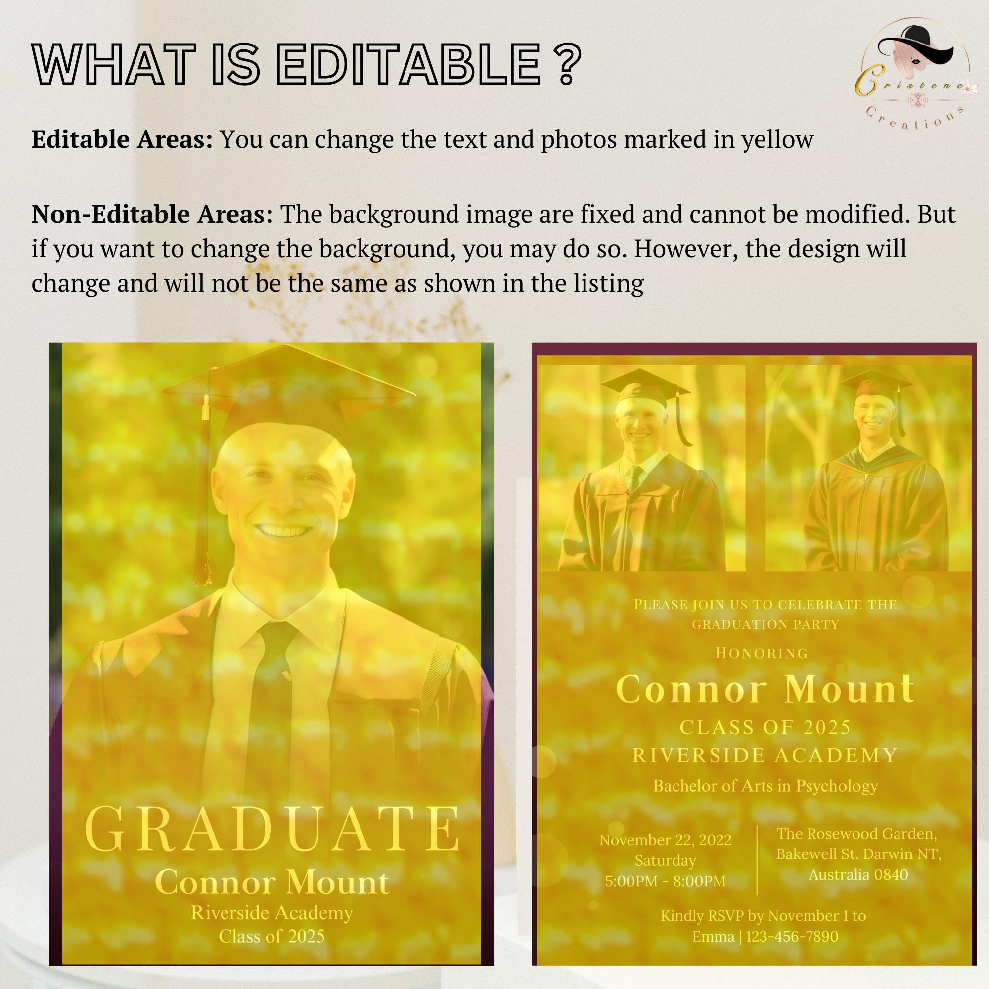 Digital Men Graduation Announcement 2026 Invitation, Maroon Senior Grad Party Invite with photo, Burgundy High School Graduation Template
