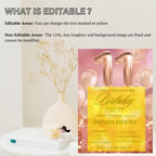 Digital 11th Birthday Invitation girl, Rose Gold 11th Birthday Dinner Party Invite, Pink Glitter Printable Card for Eleven year old daughter