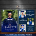 Men Graduation Announcement 2026 Invitation for boys, Navy Blue Grad Party Invite, College Graduation Day for male, Senior Graduation Cards