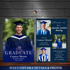 Men Graduation Announcement 2026 Invitation for boys, Navy Blue Grad Party Invite, College Graduation Day for male, Senior Graduation Cards