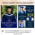 Men Graduation Announcement 2026 Invitation for boys, Navy Blue Grad Party Invite, College Graduation Day for male, Senior Graduation Cards
