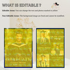 Men Graduation Announcement 2026 Invitation for boys, Navy Blue Grad Party Invite, College Graduation Day for male, Senior Graduation Cards