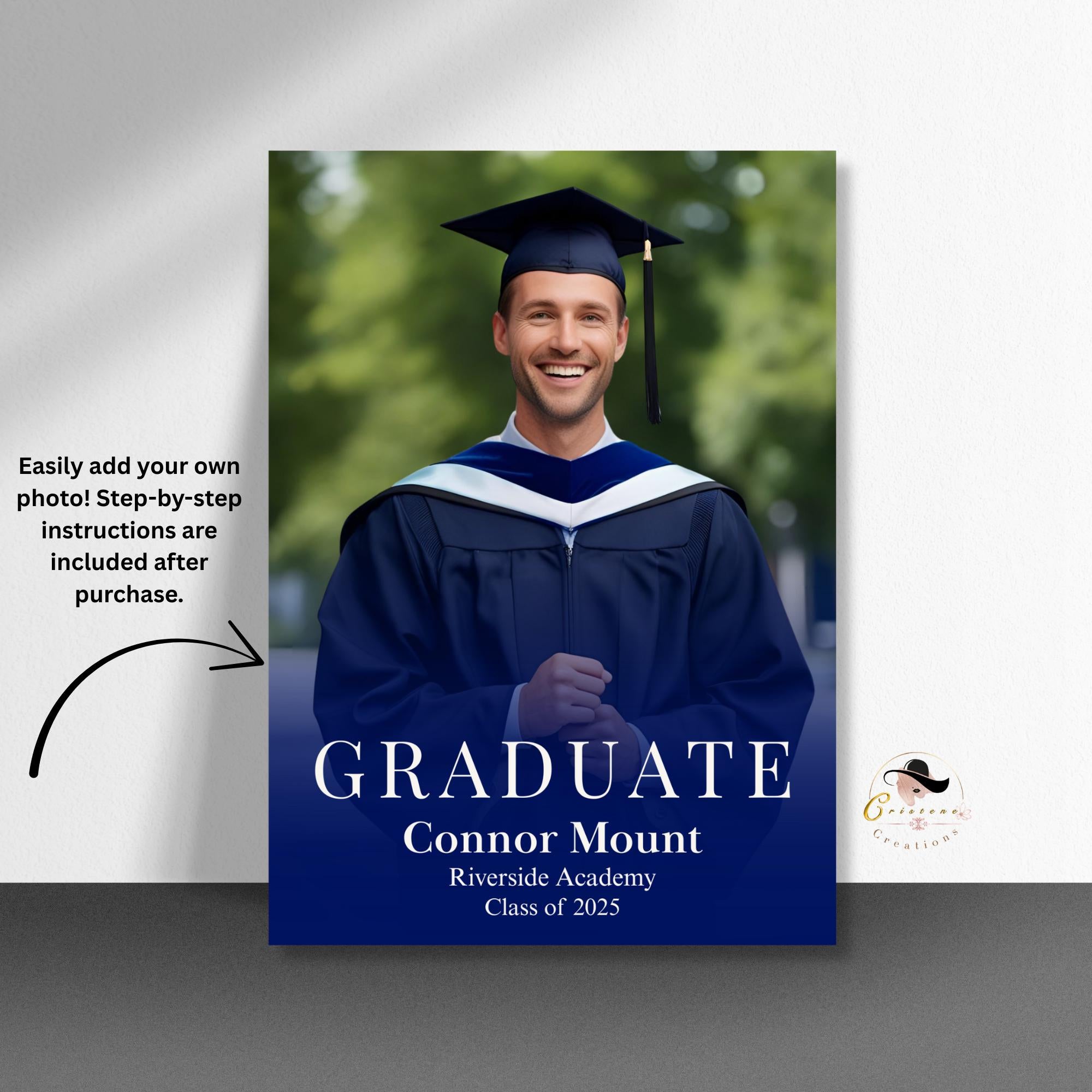 Men Graduation Announcement 2026 Invitation for boys, Navy Blue Grad Party Invite, College Graduation Day for male, Senior Graduation Cards
