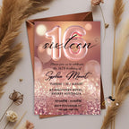 Rose gold 16th Birthday Invitation, Digital Sweet 16 birthday party invitation template for sixteen year old girl Pink Printable card Invite