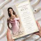 Birthday Dinner Menu Template, Printable Dinner Party Menu, White gold Menu Cards, Digital Menu with photos, Lunch Menu, Modern Wedding Menu