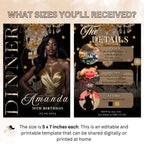 Digital Birthday Dinner Invitation for women, Black gold 30th Birthday Dinner Party Invite, Elegant Adult Birthday Dinner Printable cards