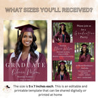 Maroon Graduation Announcement 2026 Invitation, Female Senior Grad Party Invite with photo, Burgundy College Graduation Day Digital Template