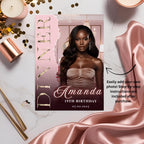 Pink Birthday Dinner Invitation, Digital 19th Birthday Dinner Invite for women, Elegant Adult Dinner Party reservation, Printable template