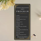 Graduation Menu and Program Template, Black Gold Menu Cards, Birthday Event Program, Dinner Party Menu, Digital Printable Bifold Food Menu