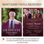 Digital Men Graduation Announcement 2026 Invitation, Maroon Senior Grad Party Invite with photo, Burgundy High School Graduation Template