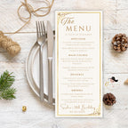 White Gold Menu and Program Template, Birthday Party Menu cards Digital, Event Programme template, Printable Graduation Dinner Menu Design