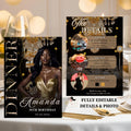 Digital Birthday Dinner Invitation for women, Black gold 30th Birthday Dinner Party Invite, Elegant Adult Birthday Dinner Printable cards