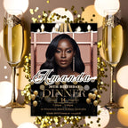 Birthday Dinner Digital Invitation for women, Black Gold 30th Birthday Card with photo invite, Custom Adult dinner party, Printable Template