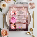 Pink Birthday Dinner Invitation, Digital 19th Birthday Dinner Invite for women, Elegant Adult Dinner Party reservation, Printable template