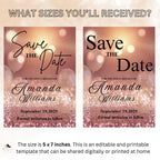 Digital Save the date Birthday Party Invitation Rose Gold Pink Save the date cards, Elegant sweet 16 save the date Invite Printable template