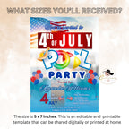 4th of July Pool Party invitation, Patriotic USA Independence day Fourth of July Summer Party Invite, July 4th BBQ Pool party flyer template