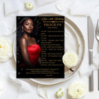 Black gold Program Template, Birthday Party program Bifold Formal event programme Elegant Retirement program schedule Digital Printable card