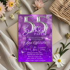 55th Birthday invitation women Purple Digital 55th birthday party card 55 and fabulous dinner invite Cheers to 55 years Printable Template