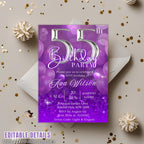 55th Birthday invitation women Purple Digital 55th birthday party card 55 and fabulous dinner invite Cheers to 55 years Printable Template