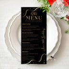 Editable Menu and Program Template Black gold Birthday menu with picture Dinner Menu card printable, Anniversary program party trifold menu