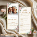 Golden Anniversary Program Template 50th Wedding Anniversary program card printable Birthday party program with picture White gold Program
