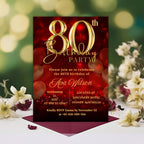 Digital 80th birthday invitation woman, 80 and fabulous, 80th birthday dinner invite for mum, Eighty birthday party printable card template
