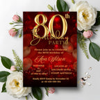 Digital 80th birthday invitation woman, 80 and fabulous, 80th birthday dinner invite for mum, Eighty birthday party printable card template