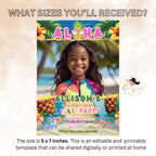 Aloha Luau birthday invitation with photo, Kids tropical party invite, Summer beach party 4th birthday, Digital Hawaiian Pool party for kids