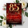 85th birthday invitation for woman Red gold 85th birthday party invite, 85 and fabulous, 85 years ago today template, Digital printable card