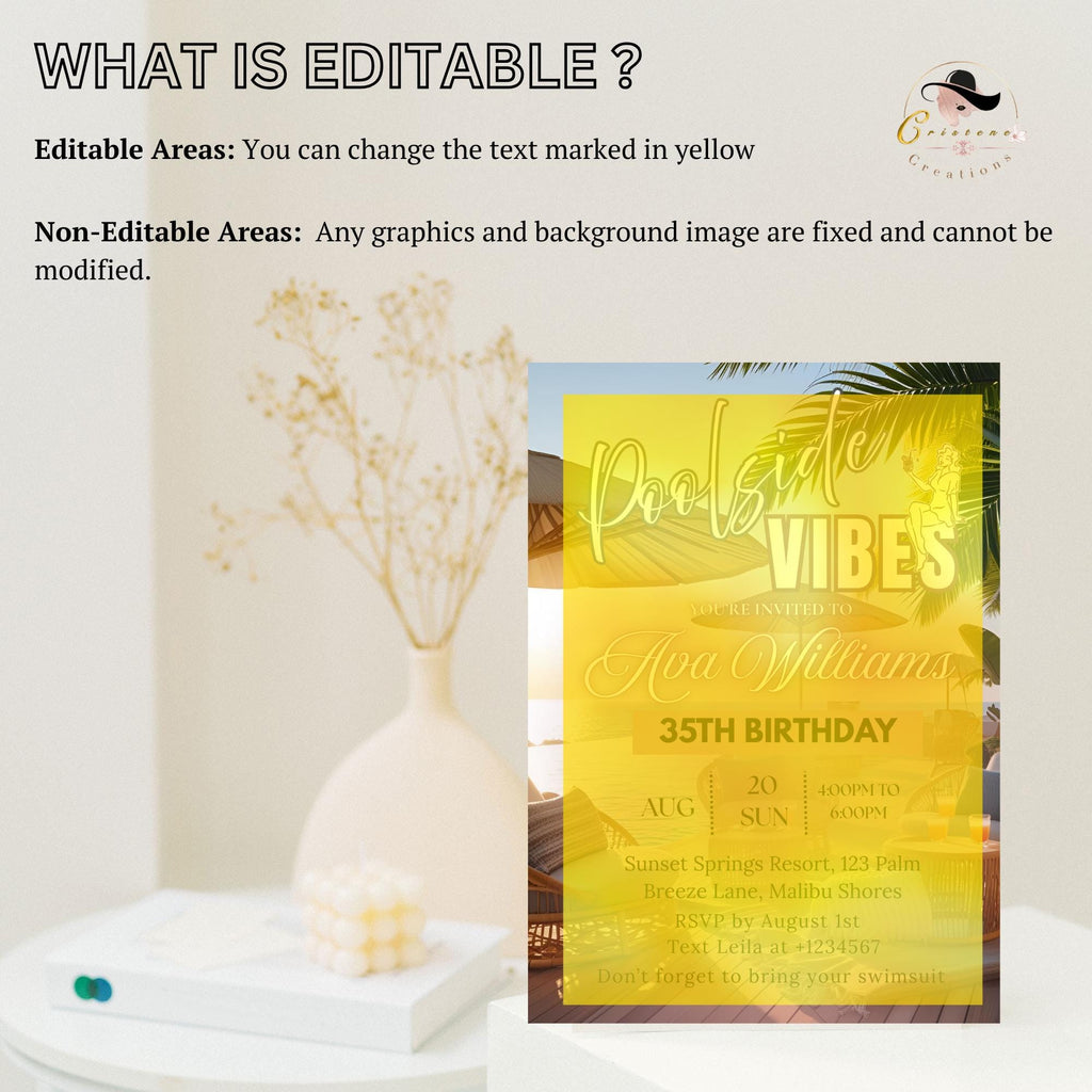 Digital Pool party birthday invitation Brunch Poolside invite Tropical Summer birthday card printable Tequila sunrise Bachelorette template