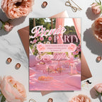 Pink Picnic Birthday Party Invitation, Garden Party Invite (Digital Download)