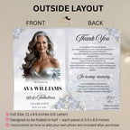 Birthday Program template White silver Bifold Program card with photo printable Event programme schedule Elegant program Wedding party