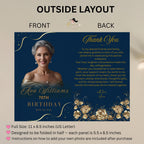 Editable Program Template Bifold 70th birthday party program card printable Navy Blue Retirement program woman, Family Reunion program party