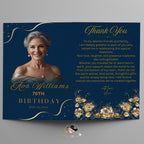 Editable Program Template Bifold 70th birthday party program card printable Navy Blue Retirement program woman, Family Reunion program party