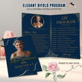 Editable Program Template Bifold 70th birthday party program card printable Navy Blue Retirement program woman, Family Reunion program party
