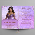 Purple Program template Birthday party program card Bifold Quinceanera Program with photo Retirement program printable Anniversary Programme
