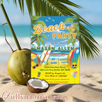 Editable Beach birthday invitation boy Beach themed party Surfs up birthday invite Kids summer birthday card Aloha tropical party invitation