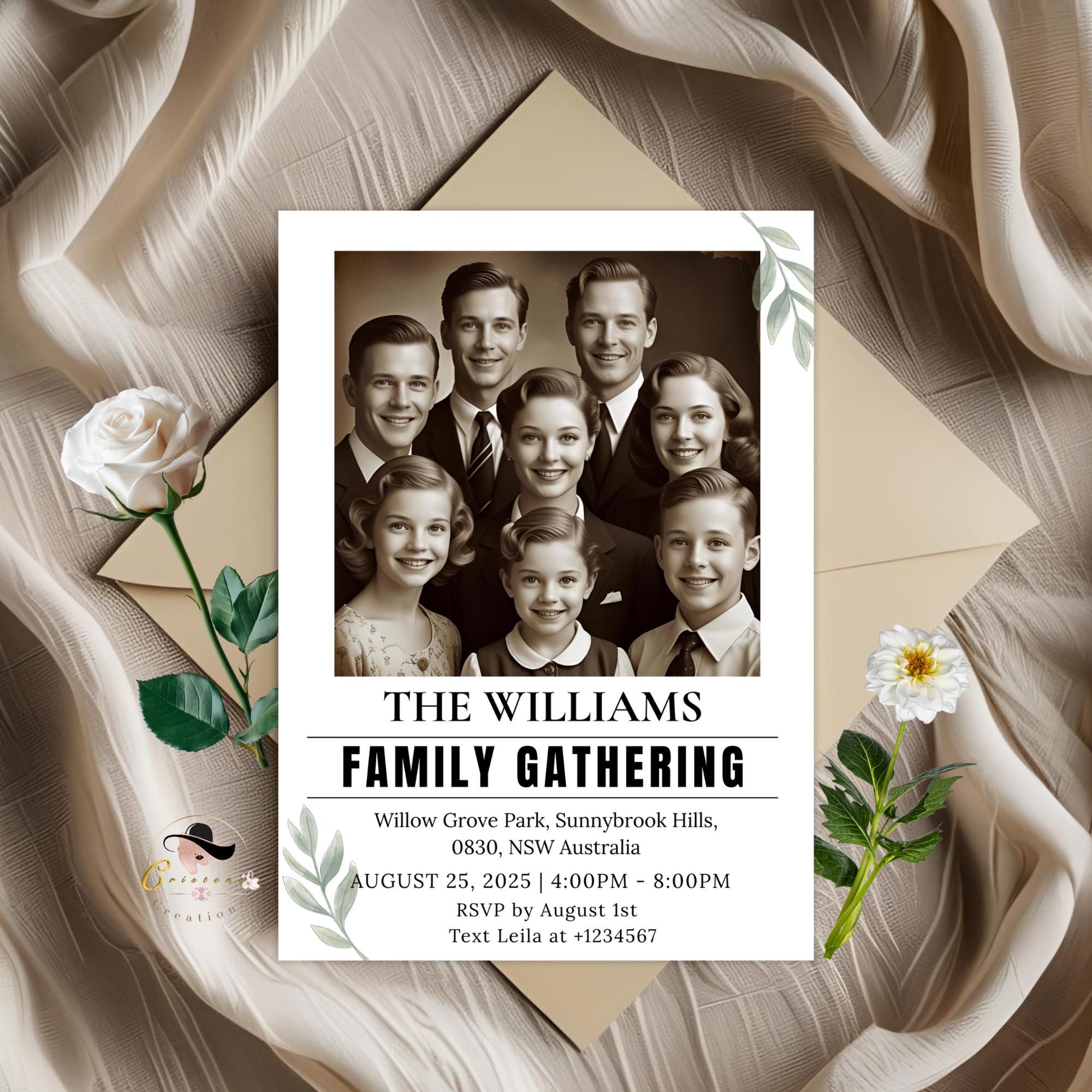 Family Reunion invitation with photo Family gathering Digital invite Family BBQ cookout flyer Annual Reunion Party card Printable template