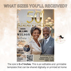 Digital 50th Anniversary invitation White gold Wedding Anniversary dinner party with photo invite 50 Years together card Printable template