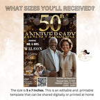 Digital 50th Anniversary invitation Black gold Wedding Anniversary party with photo invite Golden 50th Anniversary card Printable Template