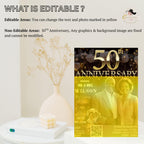 Digital 50th Anniversary invitation Black gold Wedding Anniversary party with photo invite Golden 50th Anniversary card Printable Template